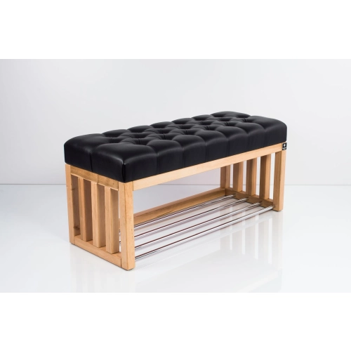 Ławka Szafka Pufa Pikowane Siedzisko Ekoskóra Czarny LPP-48 Rozmiary od 50 cm do 200 cm