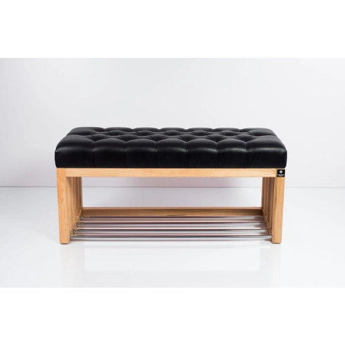 Ławka Szafka Pufa Pikowane Siedzisko Ekoskóra Czarny LPP-48 Rozmiary od 50 cm do 200 cm