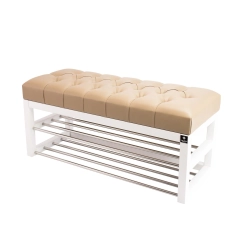 Ławeczka Pufa Pikowana Ekoskóra Beż Guzik Tapicerowany LPP-5 Rozmiary od 50 cm do 200 cm