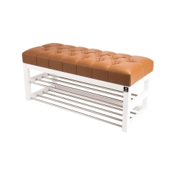 Ławeczka Pufa Pikowana Ekoskóra Cappucino Guzik Tapicerowany LPP-5 Rozmiary od 50 cm do 200 cm