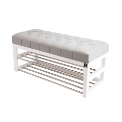 Ławeczka Pufa Pikowana Ekoskóra Popiel Guzik Tapicerowany LPP-5 Rozmiary od 50 cm do 200 cm