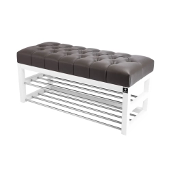 Ławeczka Pufa Pikowana Ekoskóra Grafit Guzik Tapicerowany LPP-5 Rozmiary od 50 cm do 200 cm