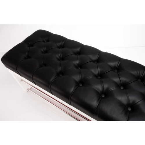 Ławeczka Pufa Pikowana Ekoskóra Czarny Guzik Tapicerowany LPP-5 Rozmiary od 50 cm do 200 cm