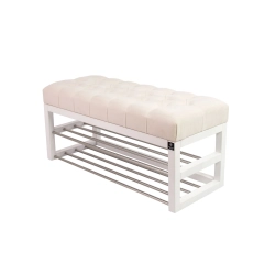 Ławeczka Pufa Pikowana Biały Guzik Tapicerowany LPP-5 Rozmiary od 50 cm do 200 cm