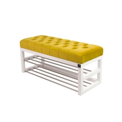 Ławeczka Pufa Pikowana Żółcień Cytrynowa Guzik Tapicerowany LPP-5 Rozmiary od 50 cm do 200 cm