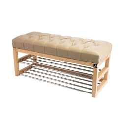 Ławeczka Pufa Pikowana Ekoskóra Beż Guzik Tapicerowany LPP-5 Rozmiary od 50 cm do 200 cm