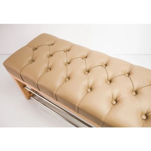 Ławeczka Pufa Pikowana Ekoskóra Beż Guzik Tapicerowany LPP-5 Rozmiary od 50 cm do 200 cm