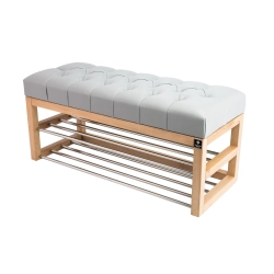 Ławeczka Pufa Pikowana Ekoskóra Popiel Guzik Tapicerowany LPP-5 Rozmiary od 50 cm do 200 cm