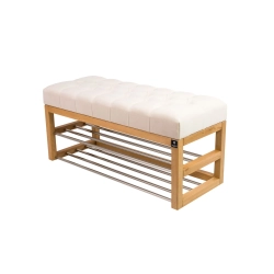 Ławeczka Pufa Pikowana Biały Guzik Tapicerowany LPP-5 Rozmiary od 50 cm do 200 cm