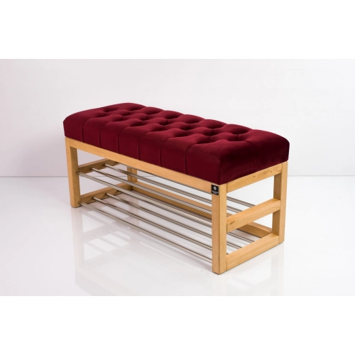 Ławeczka Pufa Pikowana Bordowy Guzik Tapicerowany LPP-5 Rozmiary od 50 cm do 200 cm