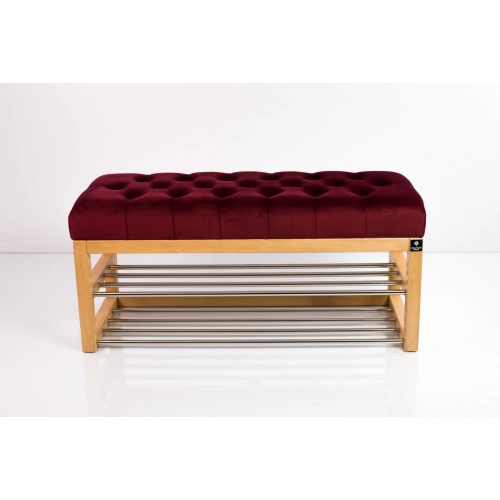 Ławeczka Pufa Pikowana Bordowy Guzik Tapicerowany LPP-5 Rozmiary od 50 cm do 200 cm