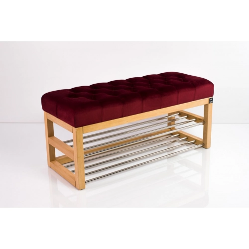 Ławeczka Pufa Pikowana Bordowy Guzik Tapicerowany LPP-5 Rozmiary od 50 cm do 200 cm