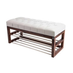 Ławeczka Pufa Pikowana Ekoskóra Popiel Guzik Tapicerowany LPP-5 Rozmiary od 50 cm do 200 cm