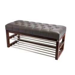 Ławeczka Pufa Pikowana Ekoskóra Grafit Guzik Tapicerowany LPP-5 Rozmiary od 50 cm do 200 cm