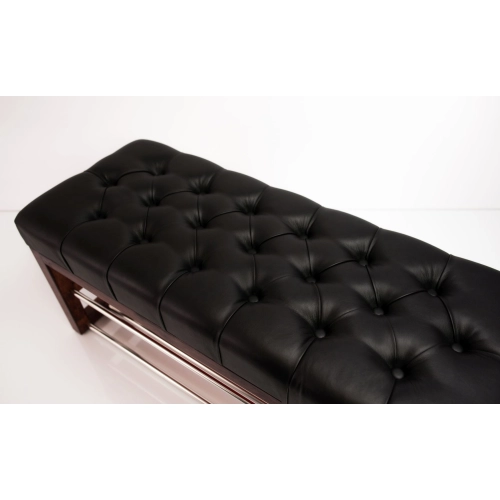 Ławeczka Pufa Pikowana Ekoskóra Czarny Guzik Tapicerowany LPP-5 Rozmiary od 50 cm do 200 cm