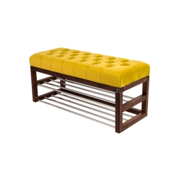 Ławeczka Pufa Pikowana Żółcień Cytrynowa Guzik Tapicerowany LPP-5 Rozmiary od 50 cm do 200 cm