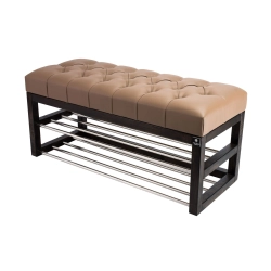 Ławeczka Pufa Pikowana Ekoskóra Cappucino Guzik Tapicerowany LPP-5 Rozmiary od 50 cm do 200 cm