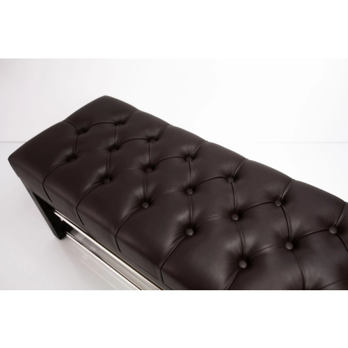 Ławeczka Pufa Pikowana Ekoskóra Brąz Guzik Tapicerowany LPP-5 Rozmiary od 50 cm do 200 cm