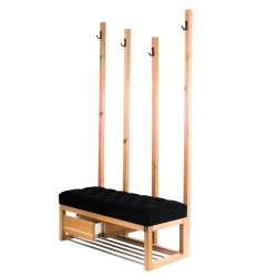 Ławka Szafka Pufa Pikowane Siedzisko Czarny LPP-50 Wieszak Rozmiary od 50 cm do 200 cm