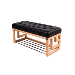 Ławka Szafka Pufa Pikowane Siedzisko Ekoskóra Czarny LPP-52 Rozmiary od 50 cm do 200 cm