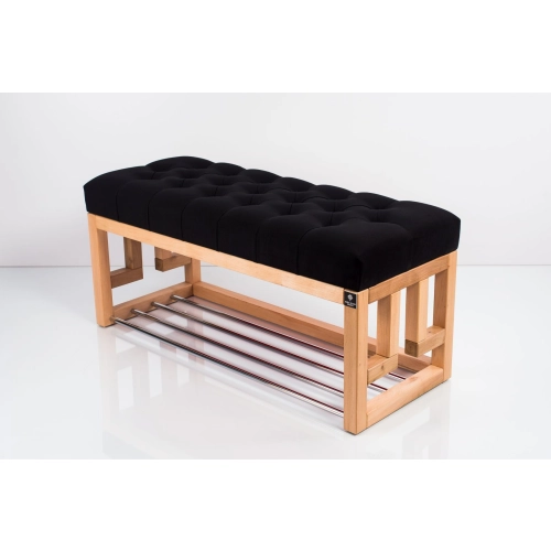 Ławka Szafka Pufa Pikowane Siedzisko Czarny LPP-55 Rozmiary od 50 cm do 200 cm