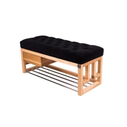 Ławka Szafka Pufa Pikowane Siedzisko Czarny LPP-56 Rozmiary od 50 cm do 200 cm