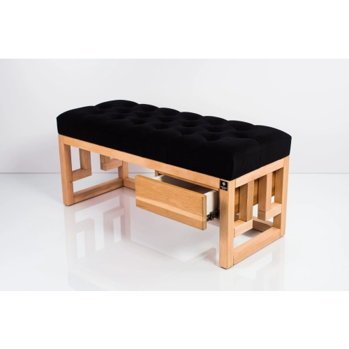 Ławka Szafka Pufa Pikowane Siedzisko Ekoskóra Czarny LPP-57 Rozmiary od 50 cm do 200 cm