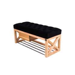 Ławka Szafka Pufa Pikowane Siedzisko Czarny LPP-59 Rozmiary od 50 cm do 200 cm