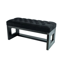 Ławeczka Pufa Pikowana Czarna Guzik Kryształ LPP-6 Rozmiary od 50 cm do 200 cm