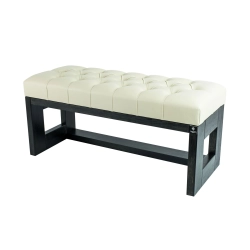 Ławeczka Pufa Pikowana Ekoskóra Ecru Guzik Kryształ LPP-6 Rozmiary od 50 cm do 200 cm