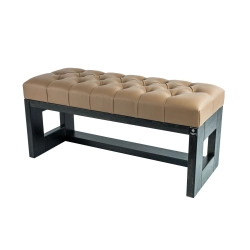 Ławeczka Pufa Pikowana Ekoskóra Cappucino Guzik Kryształ LPP-6 Rozmiary od 50 cm do 200 cm