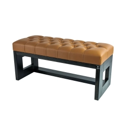 Ławeczka Pufa Pikowana Ekoskóra Cappucino Guzik Kryształ LPP-6 Rozmiary od 50 cm do 200 cm