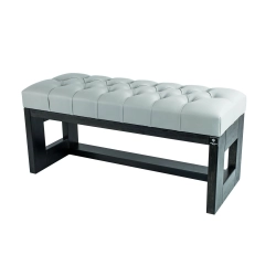 Ławeczka Pufa Pikowana Ekoskóra Popiel Guzik Kryształ LPP-6 Rozmiary od 50 cm do 200 cm