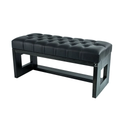 Ławeczka Pufa Pikowana Ekoskóra Czarny Guzik Kryształ LPP-6 Rozmiary od 50 cm do 200 cm