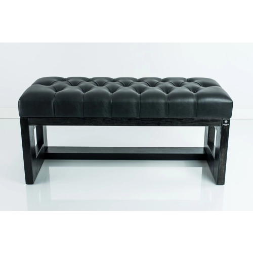 Ławeczka Pufa Pikowana Ekoskóra Czarny Guzik Kryształ LPP-6 Rozmiary od 50 cm do 200 cm