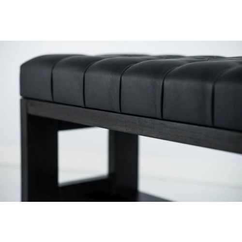 Ławeczka Pufa Pikowana Ekoskóra Czarny Guzik Kryształ LPP-6 Rozmiary od 50 cm do 200 cm