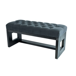 Ławeczka Pufa Pikowana Grafitowy Guzik Kryształ LPP-6 Rozmiary od 50 cm do 200 cm