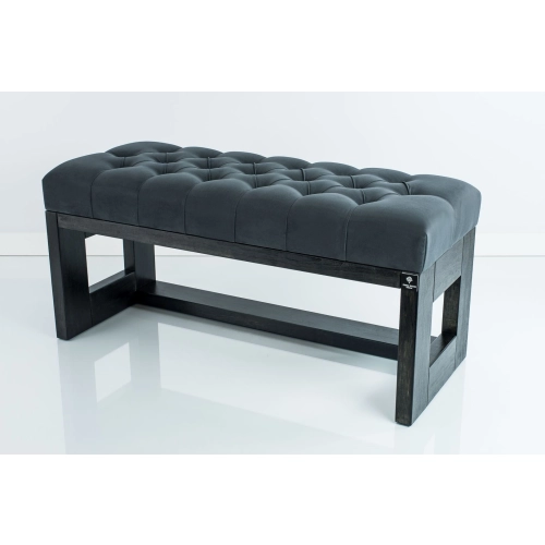 Ławeczka Pufa Pikowana Grafitowy Guzik Kryształ LPP-6 Rozmiary od 50 cm do 200 cm