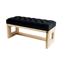 Ławeczka Pufa Pikowana Czarna Guzik Kryształ LPP-6 Rozmiary od 50 cm do 200 cm