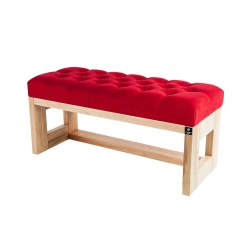Ławeczka Pufa Pikowana Czerwony Guzik Kryształ LPP-6 Rozmiary od 50 cm do 200 cm