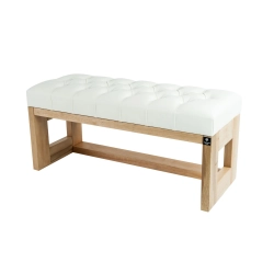 Ławeczka Pufa Pikowana Ekoskóra Biel Guzik Kryształ LPP-6 Rozmiary od 50 cm do 200 cm