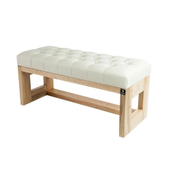 Ławeczka Pufa Pikowana Ekoskóra Ecru Guzik Kryształ LPP-6 Rozmiary od 50 cm do 200 cm