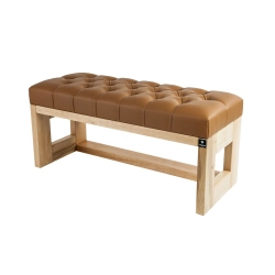 Ławeczka Pufa Pikowana Ekoskóra Cappucino Guzik Kryształ LPP-6 Rozmiary od 50 cm do 200 cm