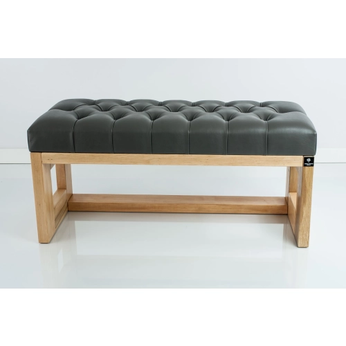 Ławeczka Pufa Pikowana Ekoskóra Grafit Guzik Kryształ LPP-6 Rozmiary od 50 cm do 200 cm