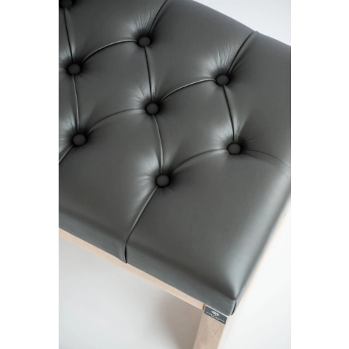 Ławeczka Pufa Pikowana Ekoskóra Grafit Guzik Kryształ LPP-6 Rozmiary od 50 cm do 200 cm