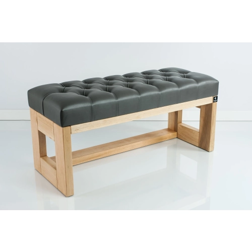 Ławeczka Pufa Pikowana Ekoskóra Grafit Guzik Kryształ LPP-6 Rozmiary od 50 cm do 200 cm