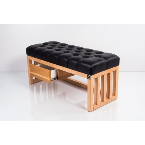 Ławka Szafka Pufa Pikowane Siedzisko Ekoskóra Czarny LPP-60 Rozmiary od 50 cm do 200 cm