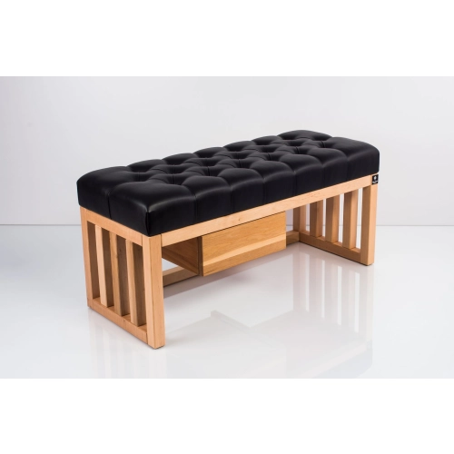 Ławka Szafka Pufa Pikowane Siedzisko Ekoskóra Czarny LPP-60 Rozmiary od 50 cm do 200 cm