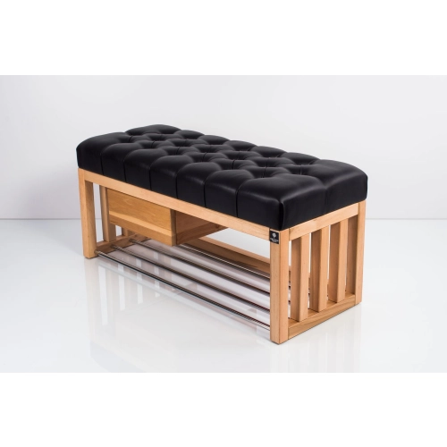 Ławka Szafka Pufa Pikowane Siedzisko Ekoskóra Czarny LPP-61 Rozmiary od 50 cm do 200 cm