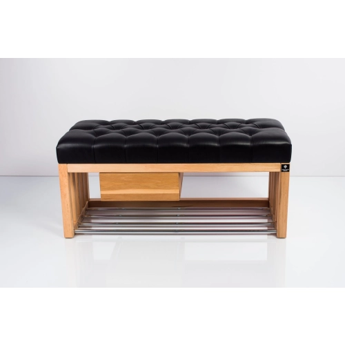 Ławka Szafka Pufa Pikowane Siedzisko Ekoskóra Czarny LPP-61 Rozmiary od 50 cm do 200 cm